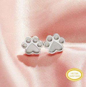 Keepsake Breast Milk Resin Dog Paw Bezel Studs Earrings Settings,Solid Back Solid 14K 18K Gold Earring,DIY Earrings Supplies 1706222