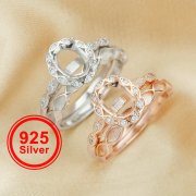 6x8MM Oval Prong Ring Settings,Breast Milk Resin 2x4MM Marquise Bezel Stacker Ring Set,Flower Stackable Solid 925 Sterling Silver Rose Gold Plated Ring,DIY Ring Supplies 1294553