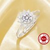 Luxury Sun Flower Simulated Diamond Ring With 6MM Round White Cubic Zirconia,Solid 925 Sterling Silver Ring,Dainty Ring 6210361