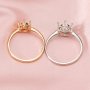 Round Solid 14K Rose Gold 6 Prong Bezel Tray Adjustable Ring Settings for Gemstone Moissanite Diamond DIY Jewelry 1212035-1