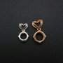 1Pcs 5-9MM Round Pendant Settings Rose Gold Plated Solid 925 Sterling Silver Heart Bail Charm Bezel Tray for Gemstone DIY Supplies 1411260