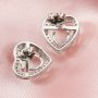14K Solid Gold Oval Prongs Studs Earrings Settings Heart with Moissanite Accents Stone for Faceted Gemstone DIY Supplies Findings 1706024-1