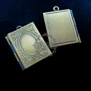 5pcs19x26mm vintage style antiqued bronze square DIY photo locket pendant charm supplies 1191003