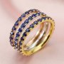 2MM Dainty September Birthstone Eternity Ring Blue Sapphire Gemstone Wedding Engagement Full Band Stackable Ring Solid 14K Gold Ring 1294300