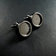 10Pcs 15MM Round Bezel Tray Setting Gun Black Brass French Cufflink Blanks Cuff Link Sleeve Button Findings 1500023