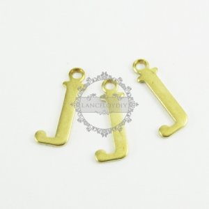 10pcs 15x10mm vintage kawaii metal alphabet letter J raw brass pendant charm packs assortment 1800070