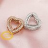 14K Solid Gold Heart Prong Pendant Settings for Gemstone with Moissanite Accents Keepsake Breast Milk DIY Supplies 1431068-1