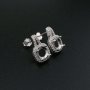 1Pair Round Studs Earrings Settings Halo Pave Solid 925 Sterling Silver Bezel DIY Supplies for Gemstone Jewelry 1702218