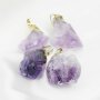 5pcs Nature Raw Amethyst Rock Pendant Charm Stone with Light Gold Plated Bail DIY Jewelry Supplies 1800525