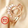 10MM Round Prong Ring Settings,Stackable Solid 925 Sterling Silver Ring,Rose Gold Plated Art Deco Stacker Ring Band,DIY Ring Supplies 1294442