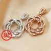 1Pcs 7x9MM Oval Prong Pendant Settings Flower Pave Rose Gold Plated Solid 925 Sterling Silver Charm Bezel Tray DIY Supplies for Gemstone 1421135