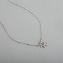 1Pcs 4MM Solid 925 Sterling Silver Rose Gold Round Gemstone Prong Bezel Settings DIY Snow Flake Pendant Necklace 16''+2'' 1411236