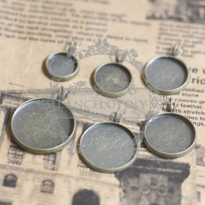 20pcs 25mm vintage brass round pendant setting bezels,vintage bronze pendant base setting 1411014-6