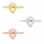 Pear Prong Ring Settings,925 Sterling Silver Rose Gold Plated Ring,Halo Pave CZ Stone Bezel Ring,DIY Ring Bezel For Gemstone 1294624