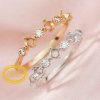 3MM Round Prong Ring Setttings Three Stones Solid 14K 18K Gold DIY Mothers' Ring Blank Wedding Band for Gemstone 1210096-1