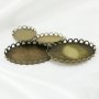 20Pcs Oval Brass Lace Bronze Antiqued Pendant Bezel Settings for DIY Jewelry Supplies 1421179