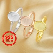 Keepsake Breast Milk Resin Oval Ring Bezel Settings,Solid 925 Sterling Silver Ring,High Bezel Stackable Ring,DIY Ring Supplies 1224155