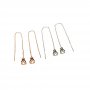 1Pair 9.5Cm Long Pear Shape Bezel Rose Gold Solid 925 Sterling Silver Prong Wire Earrings Settings DIY Supplies 1706027