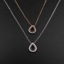 1Pcs 6X8MM Pear Bezel Halo Pave Pendant Settings Rose Gold Plated Solid 925 Sterling Silver Necklace 16Inches +2 Inches Extension DIY Gemstone Supplies 1431046