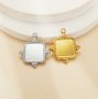 10.5MM Square Bezel Stainless Steel Pendant Settings,Yellow Gold Rhodium Square Pendant Charm,Vintage Styles Pendant,DIY Pendant Supplies 1431524