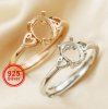 Oval Prong Ring Settings Heart Shank Keepsake Resin Rose Gold Plated Solid 925 Sterling Silver DIY Ring Bezel Supplies 1224127