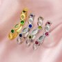Keepsake Solid 9K 14K 18K Gold Ring Settings for Breast Milk Resin 2x4MM Marquise Bezel with 2mm Birthstone Stackable Ring Curved Bezel 1294287