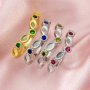 Solid 18K Gold Keepsake Ring Settings for Breast Milk Resin 2x4MM Marquise Bezel with 2mm Birthstone Stackable Ring Curved Bezel 1294287