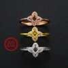 3MM Square Flower Prong Ring Settings Solid 925 Sterling Silver Rose Gold Plated DIY Adjustable Ring Bezel for Gemstone 1294218