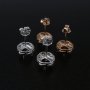 1Pair 5-6MM Rose Gold Plated Solid 925 Sterling Silver DIY Round Bezel Prong Studs Earrings Settings for Gemstone Moissanite 1706044