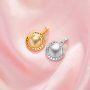 Keepsake Breast Milk Resin Ball Round Pin Pendant Settings for Half Drilled Pearl Bead,Solid 14K 18K Gold Pendant Charm,Moissanite Art Deco Pendant 1411463