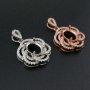 1Pcs 7x9MM Oval Prong Pendant Settings Flower Pave Rose Gold Plated Solid 925 Sterling Silver Charm Bezel Tray DIY Supplies for Gemstone 1421135