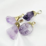 5pcs Nature Raw Amethyst Rock Pendant Charm Stone with Light Gold Plated Bail DIY Jewelry Supplies 1800525