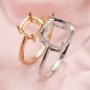 5-15MM Square Cushion Solid 14K Rose Gold 4 Prong Bezel Adjustable Ring Settings for DIY Gemstone Moissanite Diamond 1294106-1