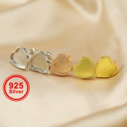 9MM Heart Bezel Settings Studs Earrings for Breastmilk Resin Solid Back 925 Sterling Silver Earrings DIY Supplies 1702224