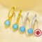Simulated Blue Turquoise Minimalist Round Hoop Earring,Solid 925 Sterling Silver Gold Plated Earrings,Simple Round Earrings 6310105