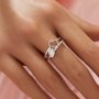 Keepsake Breast Milk Resin 4x6MM Pear Bezel Settings,Solid 14K 18K Gold Ring,2 Stone Prong Ring Settings,With 6x8MM Oval Stone Prong Settings 1294989