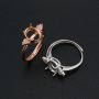 Oval Prong Ring Settings Solid 925 Sterling Silver Rose Gold Plated Angel Wing Adjustable Ring Bezel DIY Supplies 1224074