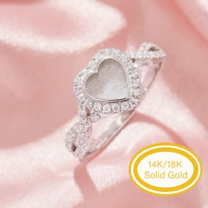6MM Keepsake Breast Milk Resin Heart Bezel Ring Settings,Infinity Solid 9K 14K 18K Gold Heart Ring,Pave CZ Stone Ring,DIY Ring Supplies 1294922