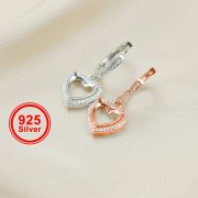 8MM Heart Halo Hook Earrings Prong Bezel Settings Solid 925 Sterling Silver Rose Gold Plated DIY Earrings Suplies for Gemstone 1706079