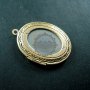 5pcs Pendant DIY Brass Bronze Copper European Antique Style Oval Gemstone Studded Prayer Box Photo Locket Jewelry