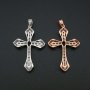 1Pcs 4x6MM Oval Prong Pendant Settings Cross Rose Gold Plated Solid 925 Sterling Silver Charm Bezel Tray DIY Supplies for Gemstone 1421144