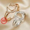 6x8MM Oval Prong Ring Settings Art Deco Solid 925 Sterling Silver Rose Gold Plated DIY Ring Bezel Supplies 1224131