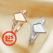 7x10MM Keepsake Breast Milk Resin Ring Settings,Stackable Ring Set,Solid Back Kite Bezel Ring for Resin,Solid 925 Sterling Silver Ring,DIY Ring Supplies 1294574