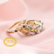 Solid 18K Gold Keepsake Ring Settings for Breast Milk Resin 2x4MM Marquise Bezel with 2mm Birthstone Stackable Ring Bezel 1294212-2