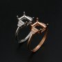 6x8MM Rectangle Prong Ring Settings Vintage Style Rose Gold Plated Solid 925 Sterling Silver Adjustable Ring Bezel for Gemstone 1294242