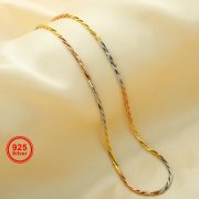 2MM Twist Snake Chain Necklace,Triple Twist Snake Chain,Solid 925 Sterling Silver Rose Gold Plated Necklace Chain,Simple Choker Chain 16Inches 1320035