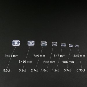 1Pcs Multiple Size Emerald Shape Moissanite Stone Faceted Imitated Diamond Loose Gemstone for DIY Engagement Ring D Color VVS1 Excellent Cut 4170003