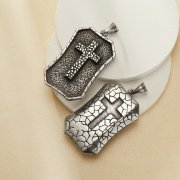 Stainless Steel Cross Pendant,Rectangular Cross Signet Pendant,Men's Silver Pendant Charm,DIY Pendant Supplies 1431464