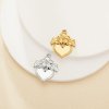 5x10MM Heart Bezel Stainless Steel Pendant Settings,Yellow Gold Silver Heart Pendant Charm,Flower Art Deco Heart Pendant,DIY Pendant Blank Supplies 1431518