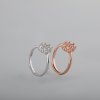 1Pcs 6X8MM Oval Silver Rose Gold Gemstone Cz Stone Crown Prong Bezel Solid 925 Sterling Silver Adjustable Ring Settings 1224019